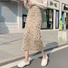 Skirts Women Winter Spring High Waist Split Leopard Print Long Skirt O2533