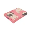 Couvertures doux chaud flanelle couverture drôle dessin animé carlins chiots rose impression voyage Portable hiver jeter mince lit canapé