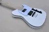 White 7 Strings Electric Guitar with Humbuckers Maple Fretboard Strings Through Body Can be Customized