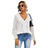 Women's Blouses Fashion Womens Ruffles Shirts Tops Polka Dot Elegant White OL Shirt Ladies Flare Long Sleeve Streetwear Clothing