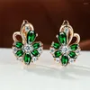 Hoop Earrings Luxury Female Zircon Stone Cute Butterfly Crystal Flower Charm Gold Color Wedding For Women