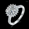 Wedding Rings Wonderful 925 Sliver White Color Roung Shape Moissanite Diamond Flower