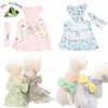 Chien Colliers Harnais Robe Avec Laisse Ensemble Petit Chat Fille Mignon Bowtie Princesse Robes Printemps Été Chiot Vêtements En Plein Air Tenues Pour Animaux