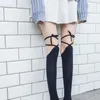 Chaussettes Lolita en coton pour femmes, bas à bandes, Sexy, doux, hauts, genoux, cuisses, blanc, noir, mode, longue robe pour filles, bonneterie