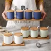 Opslagflessen Noordse keramische kruidenkast Pot Sets Huishoudpotten Pepper Shaker Zoutfles Suiker Bowl Keuken Organisator Benodigdheden