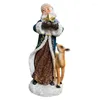 Christmas Decorations Santa Claus Figurines With Deer Holding Star Resin Ornament Collectible Statue Xmas Home Desktop Decoration