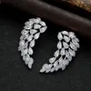 Stud Earrings European INS Fashion Angel Wing Women's Delicate Shiny Zircon Feather Sparkling Party Ear Jewelry