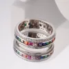 S925 sterling silver smycken kvinnors fulla zirkonringar mode minimalism cirkul￤ra strass glansiga l￤ckra ringlet grossister
