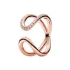 Rose Gold Wrapped Open Infinity RING for Pandora Authentic Sterling Silver Wedding Party Jewelry For Women Girls CZ Diamond Girlfriend Gift Rings with Original Box