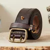 Fashion retro belts for men women double needle buckle belt mens leather pure cowhide youth jeans classic luxury belt width 3.8cm