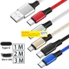 Type c usb Cables 1m 2m 3m micro fabric Braided Metal Alloy Cable For Samsung Huawei Xiaomi Tablet PC Mp3 charging cord