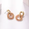 الكورية البسيطة دائرة مزدوجة متدفق القرط الملون قلادة حلق للنساء الموضة صغيرة بين المجوهرات الهدايا المجوهرات