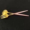 Dinnerware Sets 6Pcs Fruit Fork Luxury Stainless Steel Rose Gold Matte Cake Forks Lovely Mini Used For In Party Snail Restaurant