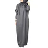 Robe musulmane d'automne pour femmes, couleur unie, peluche, capuche, cordon de serrage, ample, poches décontractées, manches longues, robes pull pour femmes, S-XXXL