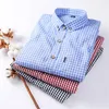 Men's Casual Shirts Cotton Men's Plaid Causal Full Sleeve High Quality Soft Fshiaon Button Down Small Checked Youth Business Blouse