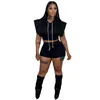 Dames tracksuits high street suit dames holle mouwloze hoodies sweatshirts taille stretch potlood shorts y2k sexy tracksuit tweedelige set