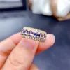 حلقات الكتلة Weainy الطبيعية Tanzanite Ring S925 Sterling Silver Women's Fashion Row Gemstone Gemstone Gift for Woman