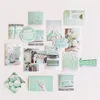 Geschenkwikkeling 60 PCS Washi Paper Sticker Set Kawaii Green Pink Blue Series Decoratief label Diy Decor voor Scrapbooking Diary Book