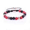 Strand Fashion Natural Stone Red Imperial CZ Ball Bead Bracciale intrecciato Donna Uomo