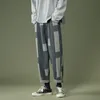 Мужские джинсы негабаритные мужчины с прямыми брюками 2022 Осень Хараджуку Корейская модная лоскутная лоскут высокая улица Хип-хоп