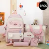 Storage Bags 5 In 1 School Bag For Girls Multifunctional Student Book Large Capacity Teen Girl Schoolbag Casual Women Travel Backpack