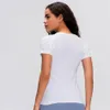 L-55 Nya yogatoppar t-shirt mode utomhus ftness kläder kvinnor kort ärm sport yogatankar som kör skjorta234x