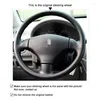 Steering Wheel Covers Hand Sew Black Artificial Leather Car Cover For 206 2003 2004 2005 2006