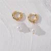 Hoop Earrings Joolim High End PVD Plated Antique Baroque Pearl Pendant Earring Drop Supplier