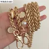 Strap gold plated metal chain shoulder straps flower ladies purse handles belt handbag hook clutch buckle accessories pearl love297o