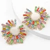 Dangle Earrings ZHINI Ethnic Colorful Crystal Big For Women Geometric Round Rhinestone Statement Wedding Jewelry