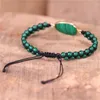 Charm Bracelets Handmade Malachites Braided Bracelet Macrame Women Adjustable Green Agates Beads Friendship Jewelry Drop