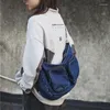 Sacs de soirée 2022 sac de messager en Denim lavé printemps épaule toile bleu foncé rétro Pack dames sac à main avec poche latérale