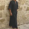 Men's Sleepwear 2022 Muslim Men's Shirt Plus Size Casual Loose Long Sleeves Male Pocket Arab Fashion Cotton And Linen Button Plain Robes