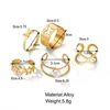 Vintage Gold Color Geometric Heart Circle Joint Cluster Rings Set for Women Minimalist Metal Knuckle Ring Jewelry 10pcs/set