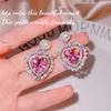 Studörhängen utsökt rosa zirkongul diamant kärlek pärla kvinnlig 925 stämpel ljusa fest födelsedag smycken gåva