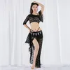 Stage Wear Modal Performance Belly Dance Lace Elegant Inclined Shoulder Girl 2pcs Long Skirt Dresses Costumes