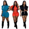 Dames tracksuits high street suit dames holle mouwloze hoodies sweatshirts taille stretch potlood shorts y2k sexy tracksuit tweedelige set