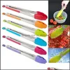 Bbq Tools Accessories 1Pcs Stainless Steel Plastic Tongs Clip Salad Bread Serving Kitchen Wholesale Random Color Drop Delivery Hom Otbrc