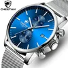 Gli uomini guardano il nuovo ghepardo top brand in acciaio inossidabile cronografo impermeabile orologio da uomo blu quarzo orologio da polso reloj hombre266m