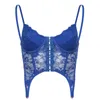 Serbatoi da donna Y2K Fashion Strap Skinny Blue Corsetto Top in pizzo Femminile Backless Bandage Sexy Crop Top Camis Gancio trasparente Bralette