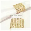 Napkin Rings Wholesale 100Pcs/Set Plastic Rhinestone Wrap Golden Color Ring Chair Buckle El Wedding Supplies Home Drop Delivery Gard Otzo8