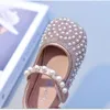 First Walkers 2022 Spring Baby Girls Princess Shoes Leather Pearl Rhinestones Soft Bottom Rubber Non-slip Toddler