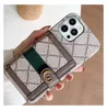 Luxury Leather Phone Case Twill Card Card Holder Armband for iPhone 13pro Max 13 14plus 14pro Max 11pro max 12 12proケースファッションWalle4985312