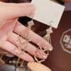 Diamond Tassel Long Geometric Personalized Dangle Earrings for Women Korean Fashion Earring Daily Birthday Party Jewets Gifts