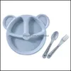 Set di stoviglie Tre pezzi Ciotola di grano Set di stoviglie per bambini Set di stoviglie per bambini Piatto per la cena per la colazione Ciotole per l'allenamento Cucchiaio Fo Homefavor Dhm9T