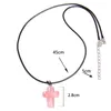 Pendant Necklaces Cross Shape Natural Stone Beads Necklace Couples Black Leather Rope Quartz Crystal Pendants Choker Women Men Jewelry