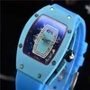 Top Digite Version Skeleton Dial All Fiber Pattern Case Japan Sapphire Woman Watch Rubber Designer Sport Watches237Z