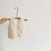INS Niedlicher Baby-Kinderkleidungspullover Weste V-Ausschnitt Strickpullover einfarbig 100 % Baumwolle für Mädchen