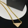 Chic Triangle Diamond Golden Necklaces Designer Triangular Earrings Metal Chain Necklaces Jewelry Sets With Box