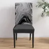 椅子は液体アートの黒と白のダイニングカバー4/6/8pcsスパンデックス弾性スリップカバーケースウェディングエルバンケットルーム